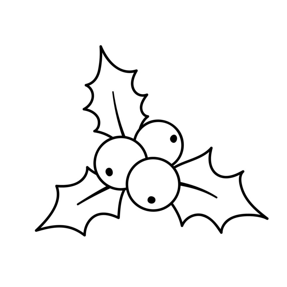 icône de contour noir de houx. symbole de noël plante illustration vectorielle isolée sur fond blanc vecteur