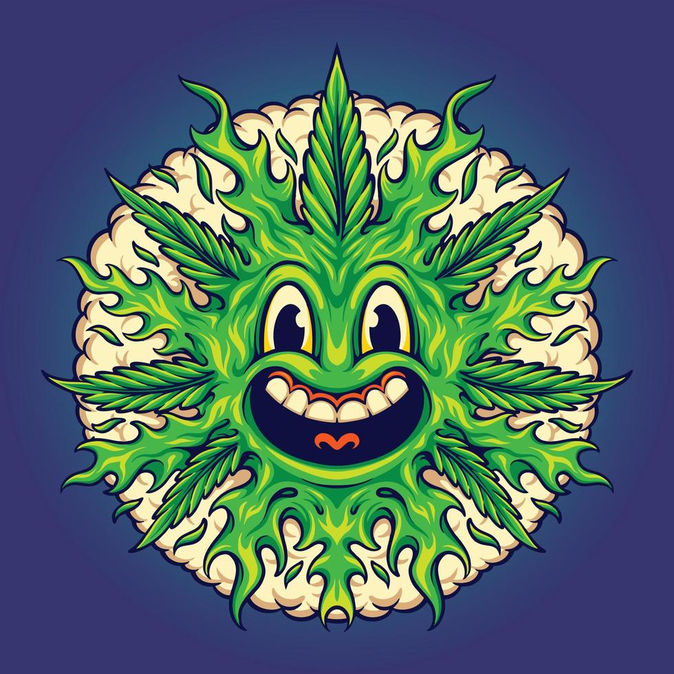 emoji mignon de feuille de mauvaise herbe avec des illustrations vectorielles de bulle de fumée pour votre logo de travail, t-shirt de marchandise de mascotte, autocollants et conceptions d'étiquettes, affiche, cartes de voeux entreprise publicitaire ou marques. vecteur