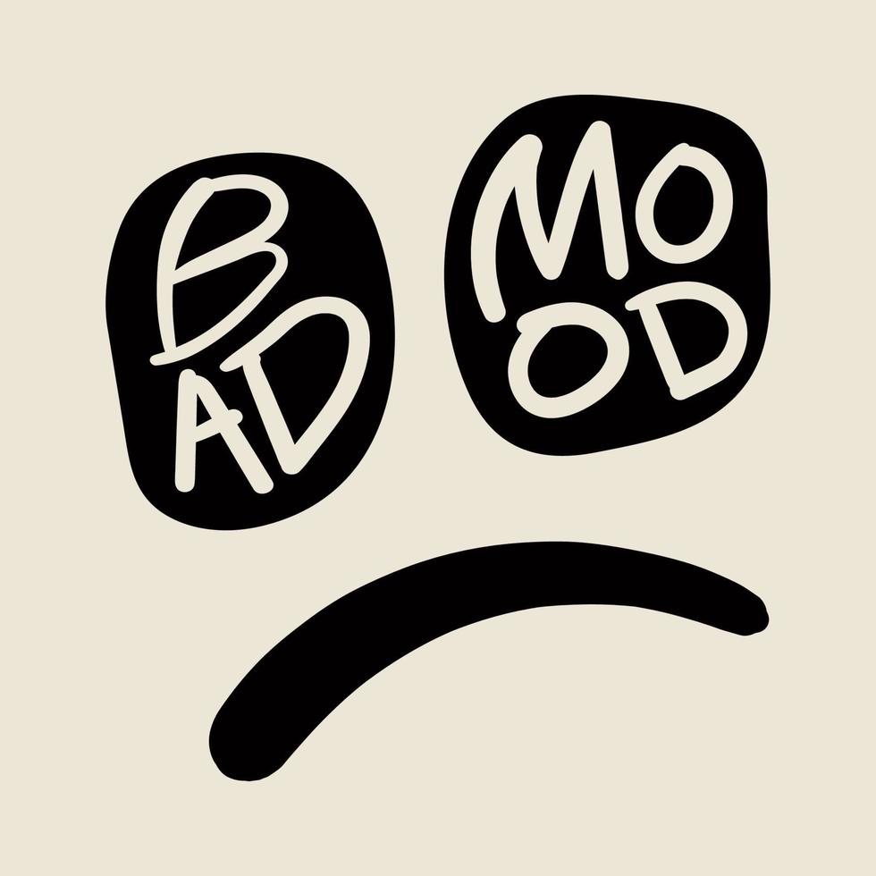 mauvaise humeur typographie émotion doodle style art vecteur
