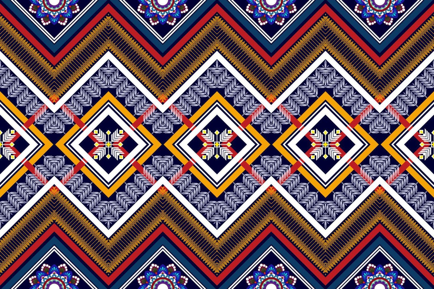 conception de modèle sans couture ethnique abstrait géométrique ikat. tapis en tissu aztèque ornements de mandala décorations textiles papier peint. tribal boho natif ethnique turquie broderie traditionnelle vecteur fond