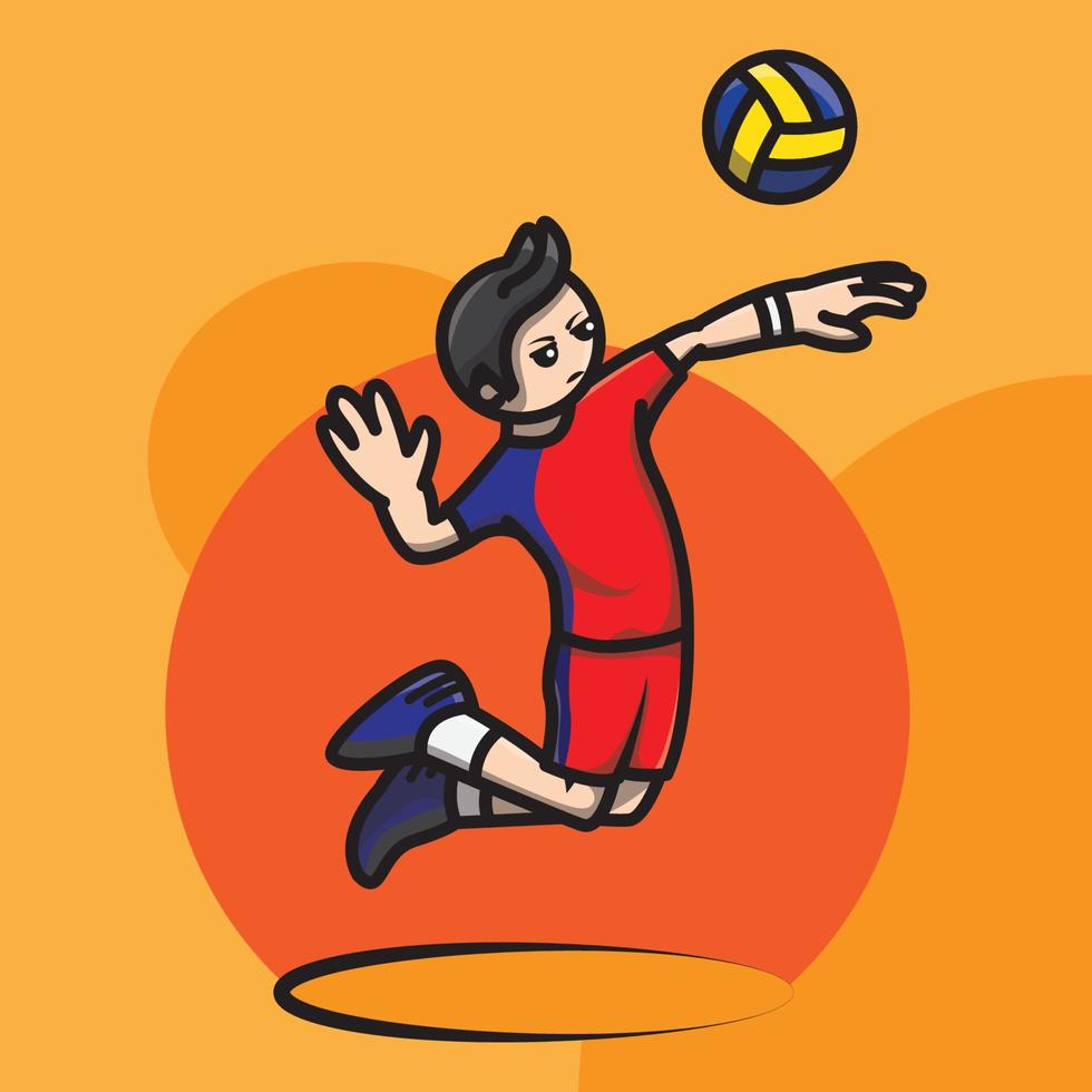 icône de joueur de volley-ball faisant un smash dur vecteur