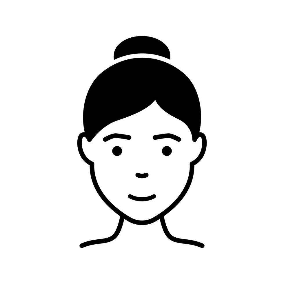 icône de silhouette de femme ou de dame. fille avec pictogramme noir beauté visage et coiffure. icône d'avatar féminin pour le profil utilisateur. illustration vectorielle isolée. vecteur
