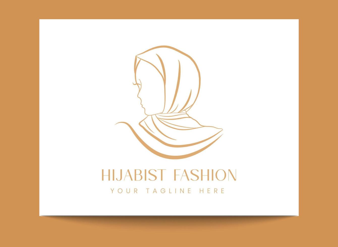 art linéaire créatif simple femmes musulmanes minimales portant le modèle de logo emblème du hijab pour la mode hijab, la mode modeste ou la beauté vecteur