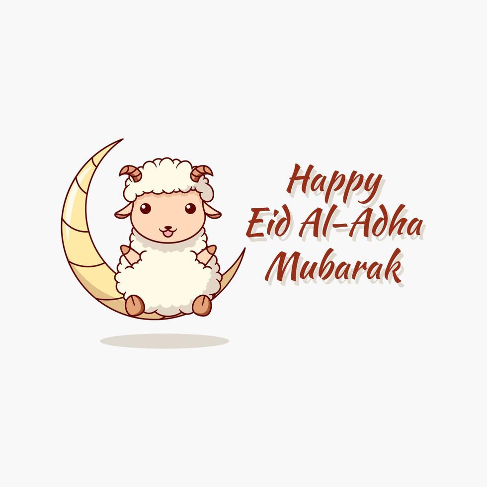 joyeux aïd al adha moubarak. bande dessinée dessinée à la main. vecteur