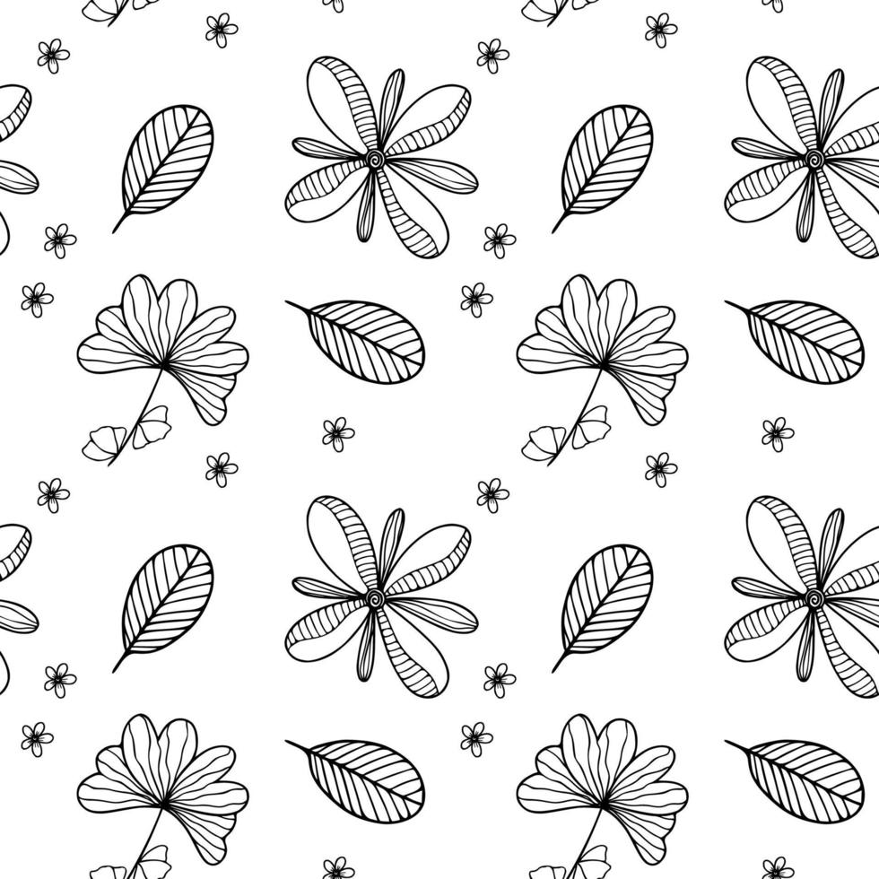 vecteur de motif fleur doodle transparente sur fond gris