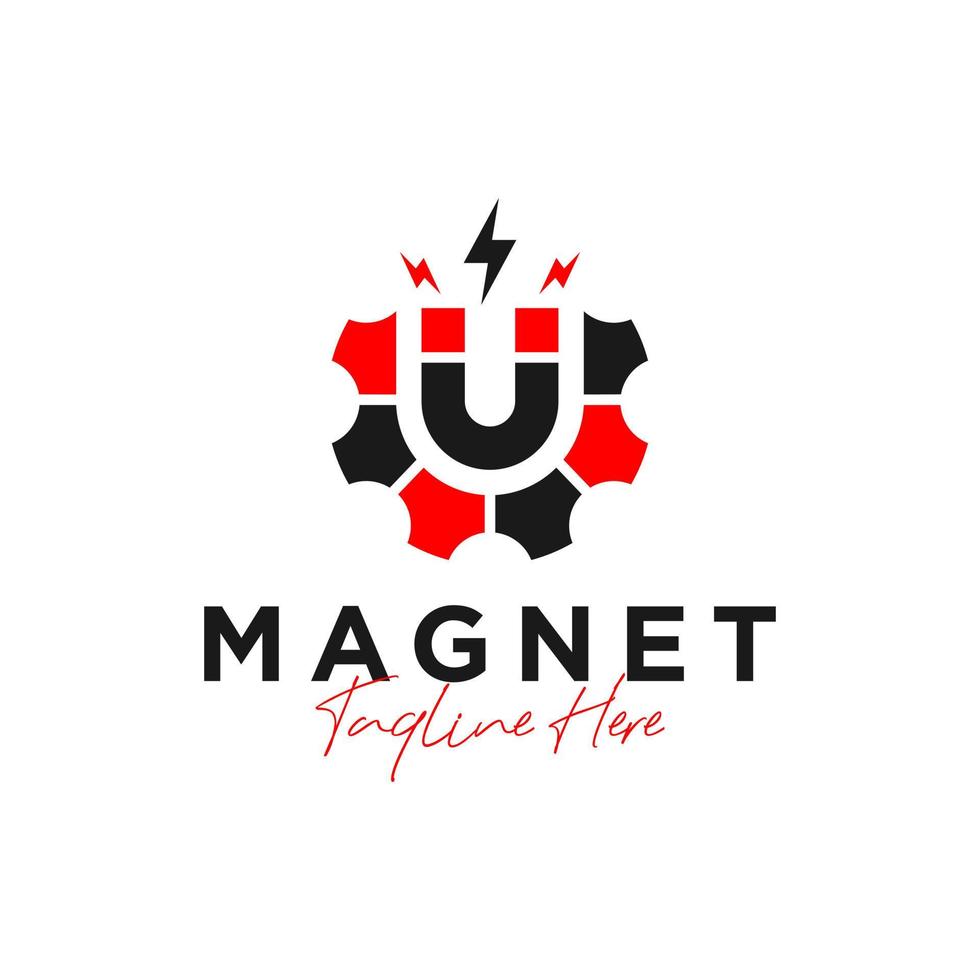 création de logo d'illustration de champ magnétique avec la lettre u vecteur