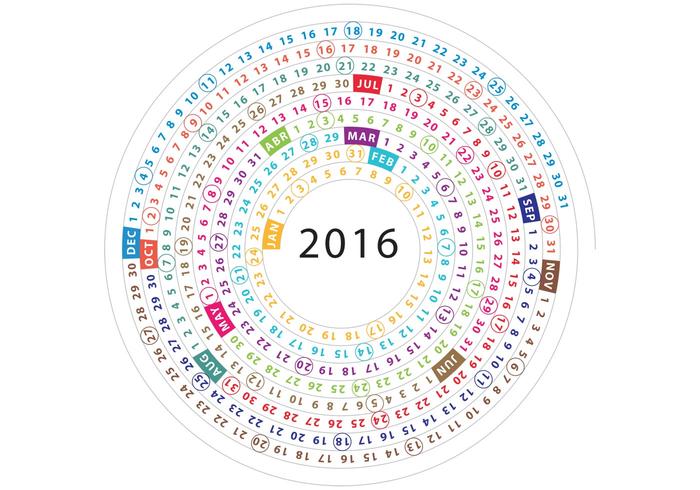 Spirale calendrier vecteur 2016