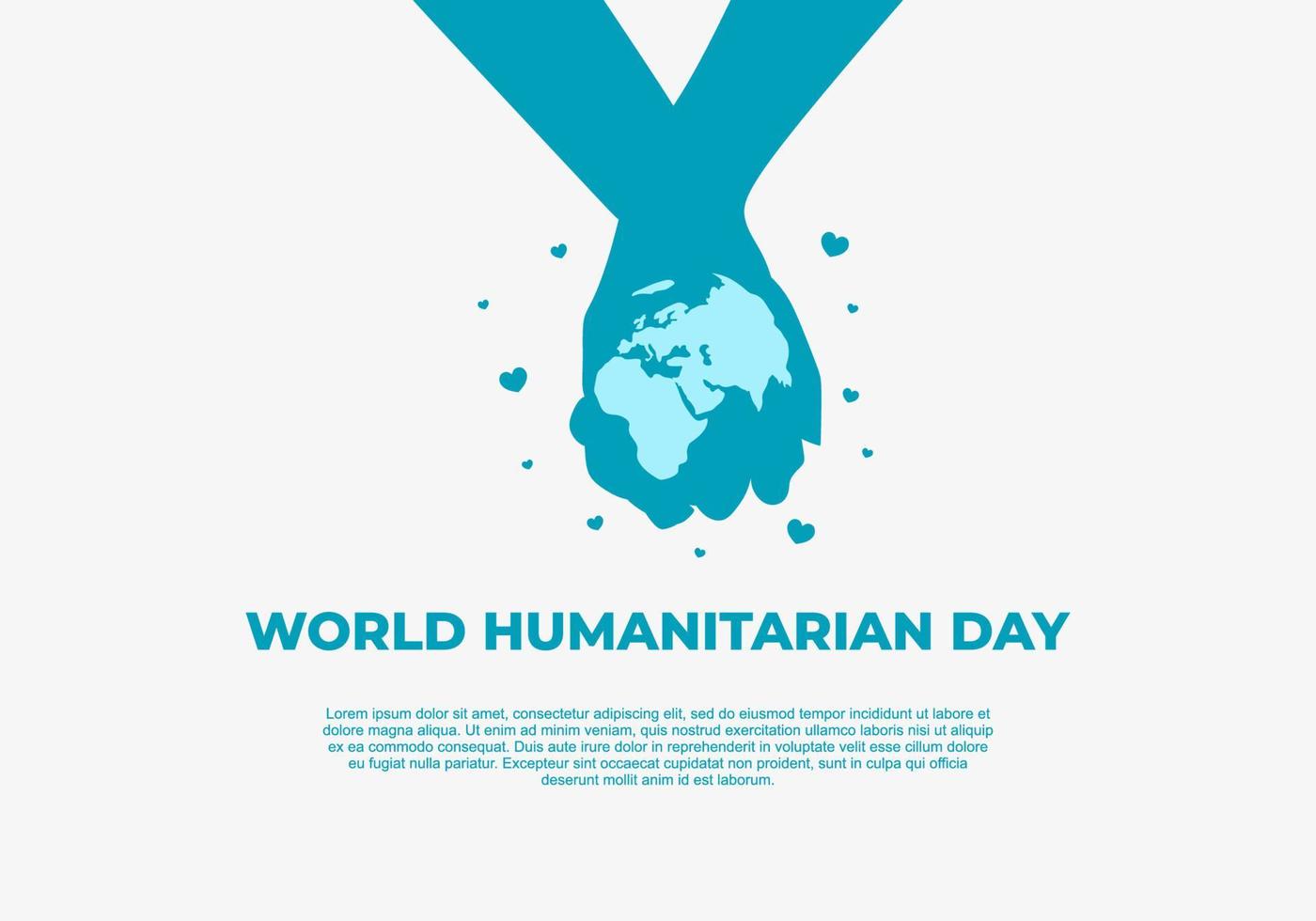 journée internationale humanitaire mondiale avec globe et symbole d'amour de la main vecteur