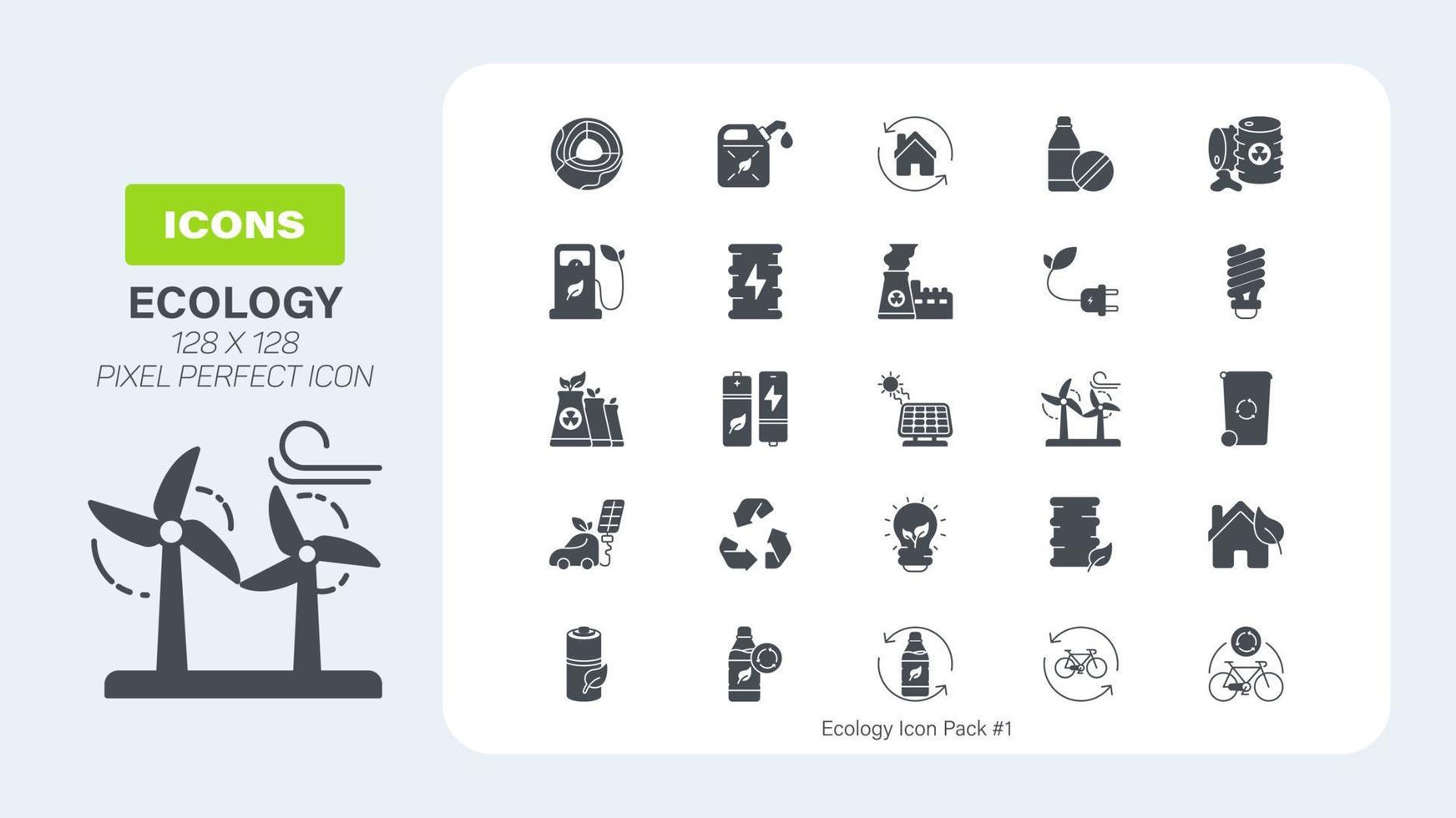 jeu d'icônes de ressources naturelles écologiques, pack d'icônes solides de couleur écologique vecteur