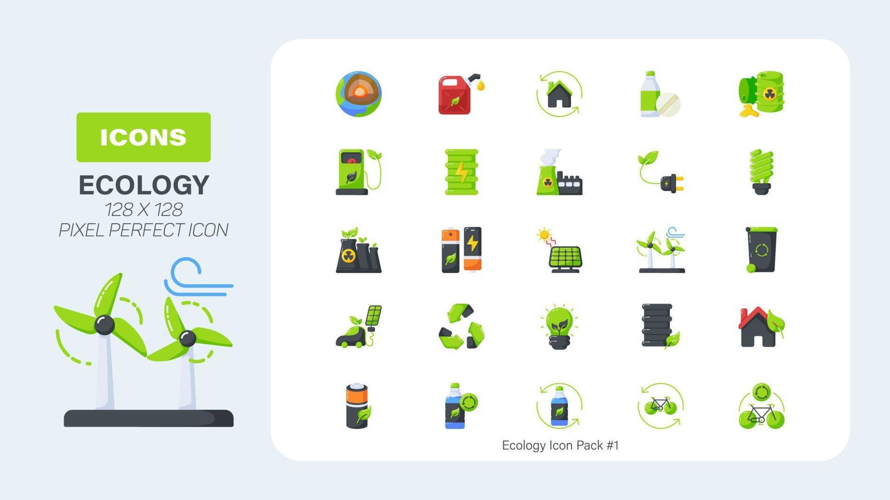 jeu d'icônes de ressources naturelles écologiques, pack d'icônes plat de couleur écologique vecteur