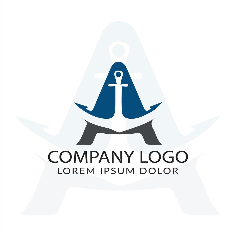 création de logo d'ancre de navire vecteur