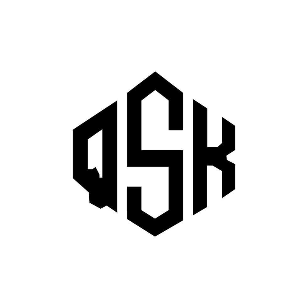 création de logo de lettre qsk avec forme de polygone. création de logo en forme de polygone et de cube qsk. modèle de logo vectoriel qsk hexagone couleurs blanches et noires. monogramme qsk, logo d'entreprise et immobilier.