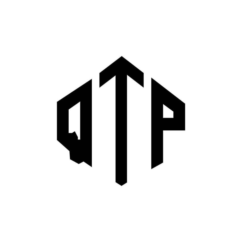 création de logo de lettre qtp avec forme de polygone. création de logo en forme de polygone et de cube qtp. modèle de logo vectoriel qtp hexagone couleurs blanches et noires. monogramme qtp, logo d'entreprise et immobilier.