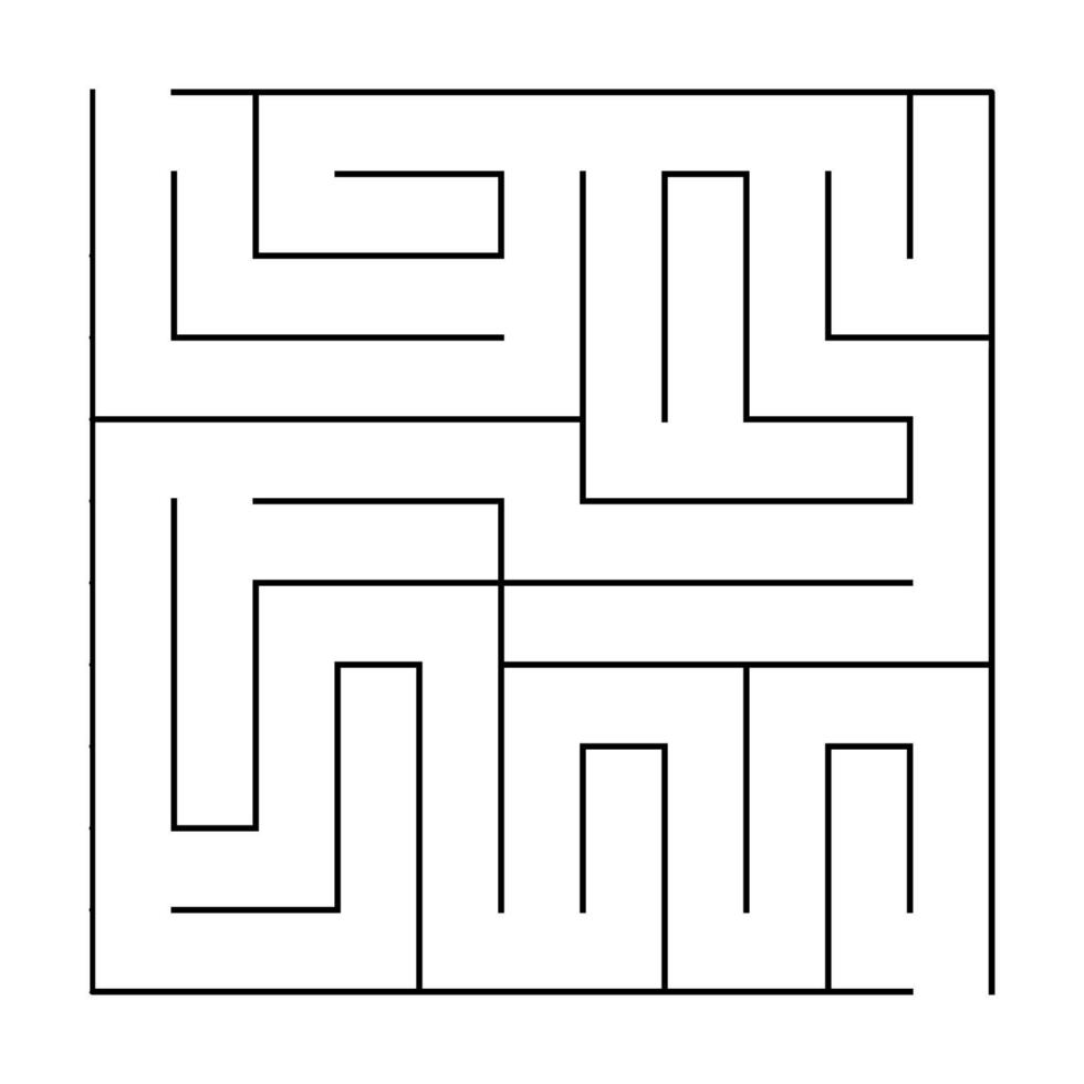 modèle de labyrinthe carré de vecteur. jeu de labyrinthe noir et blanc vierge. activité éducative de contour imprimable préscolaire ou échantillon de feuille de travail. illustration de terrain de jeu vecteur