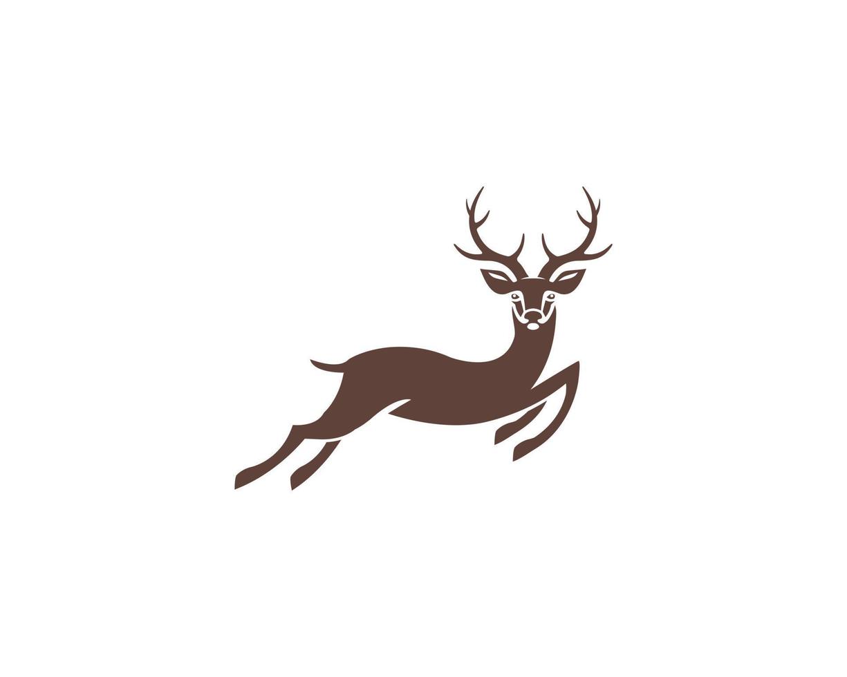 cerf sautant et illustration vectorielle de conception de logo de tête de cerf vintage. vecteur
