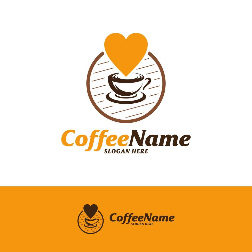 modèle de conception de logo d'amour de café. vecteur de concept de logo de café. symbole d'icône créative