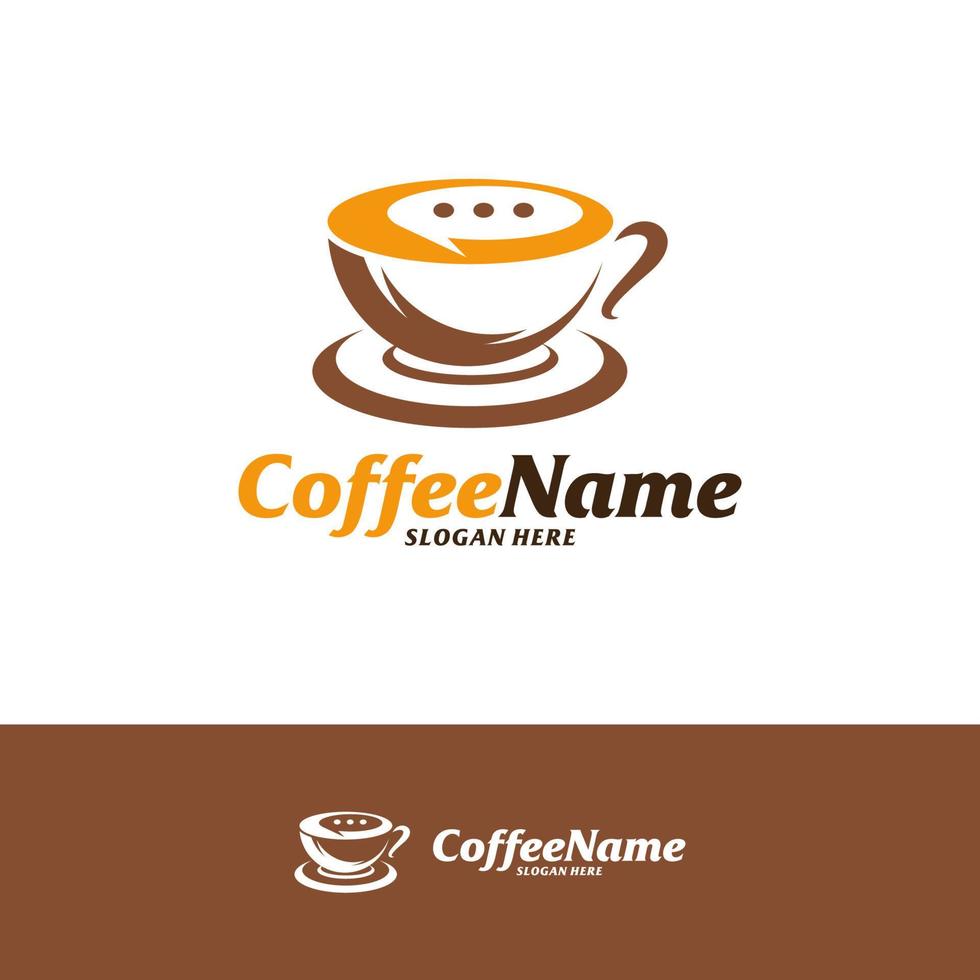 modèle de conception de logo de café de chat. consulter le vecteur de concept de logo de café. symbole d'icône créative