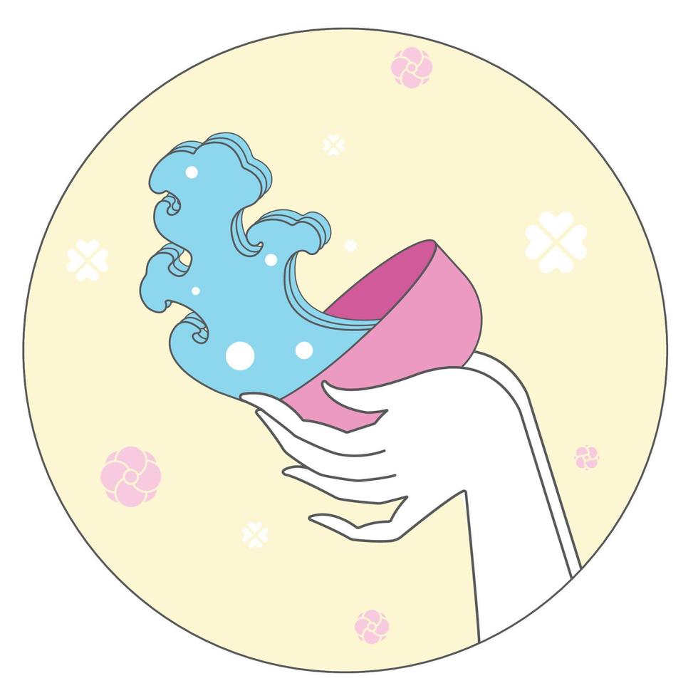 illustration vectorielle de joyeux jour de songkran, eau dans un bol éclaboussures d'eau vecteur