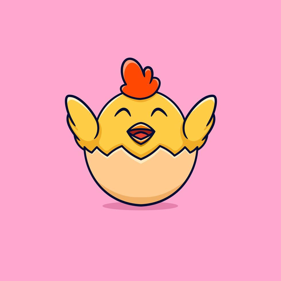 dessin animé de logo de trappe de poussins mignons vecteur