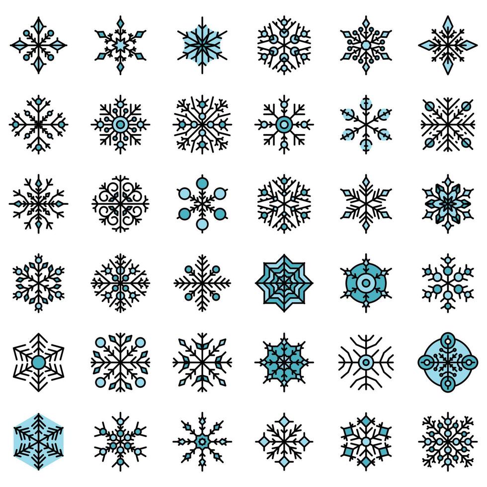 vecteur d'icônes de flocon de neige plat