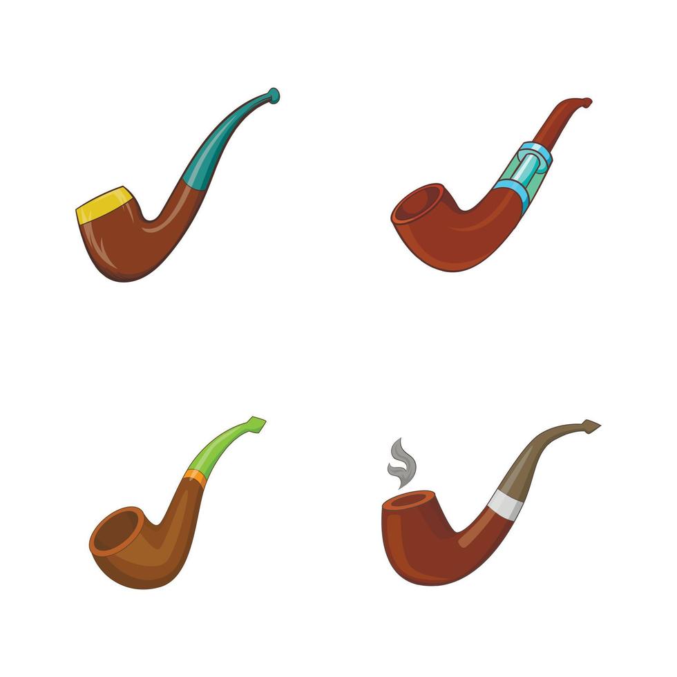 jeu d'icônes de pipe à fumer, style cartoon vecteur