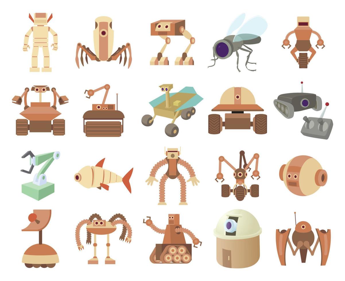 jeu d'icônes de robots, style dessin animé vecteur