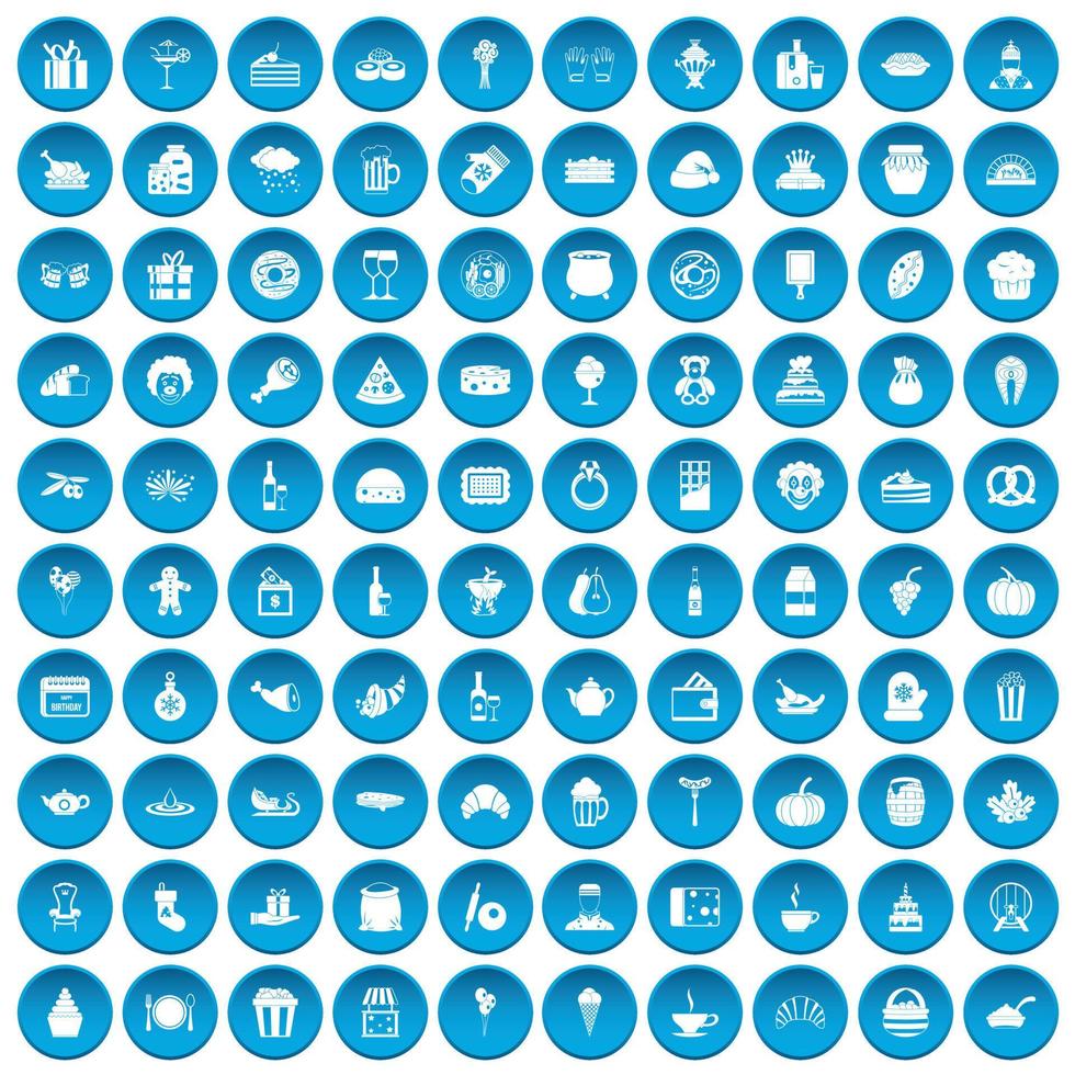 100 icônes de prime définies en bleu vecteur