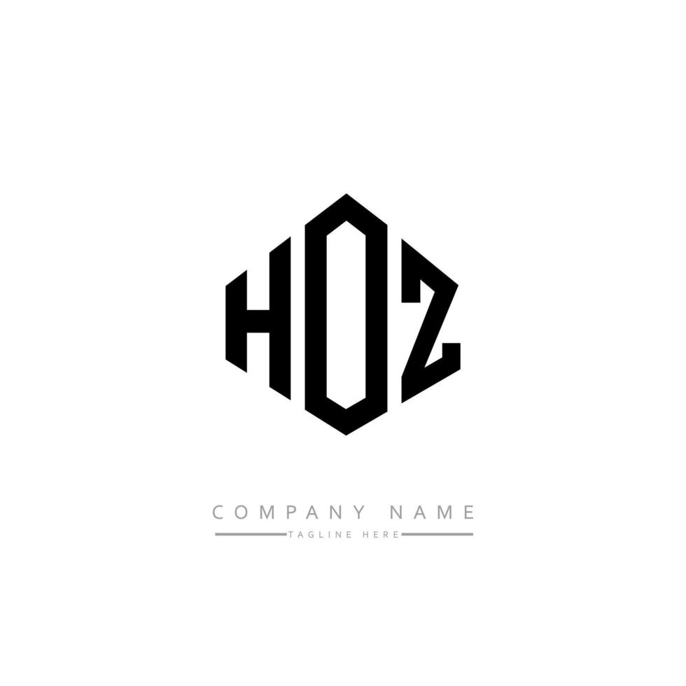 création de logo de lettre hoz avec forme de polygone. création de logo en forme de polygone et de cube hoz. modèle de logo vectoriel hexagone hoz couleurs blanches et noires. monogramme hoz, logo d'entreprise et immobilier.
