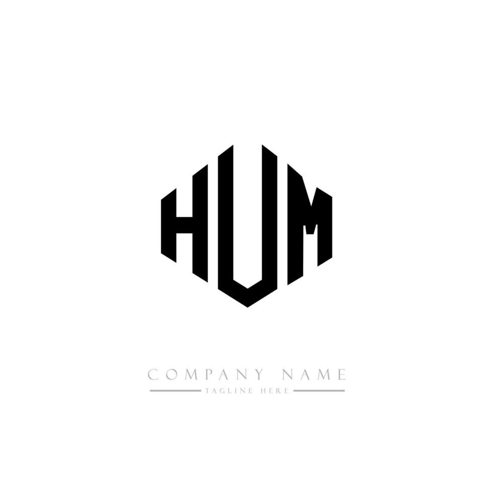création de logo de lettre hum avec forme de polygone. création de logo en forme de polygone et de cube. modèle de logo vectoriel hum hexagone couleurs blanches et noires. hum monogramme, logo d'entreprise et immobilier.
