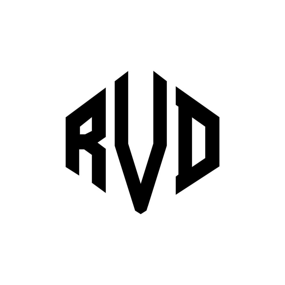création de logo de lettre rvd avec forme de polygone. création de logo en forme de polygone et de cube rvd. modèle de logo vectoriel rvd hexagone couleurs blanches et noires. monogramme rvd, logo d'entreprise et immobilier.