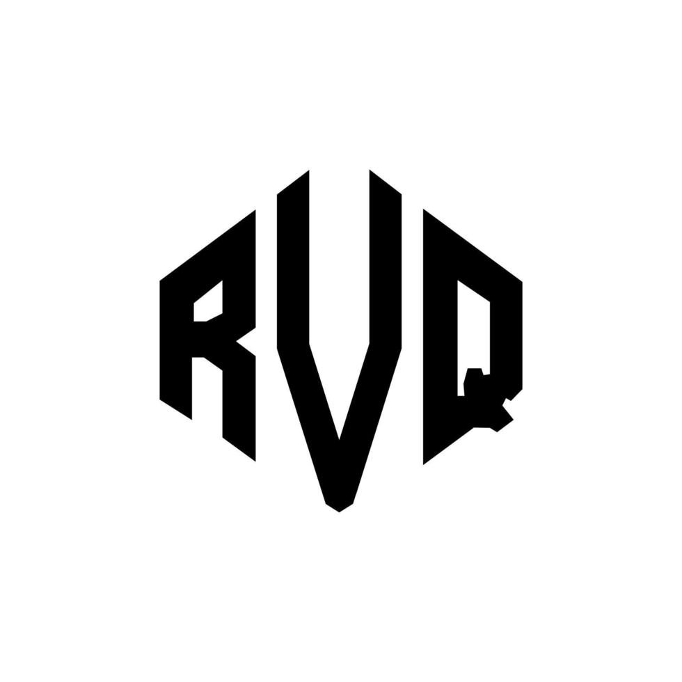 création de logo de lettre rvq avec forme de polygone. création de logo en forme de polygone et de cube rvq. modèle de logo vectoriel rvq hexagone couleurs blanches et noires. monogramme rvq, logo d'entreprise et immobilier.