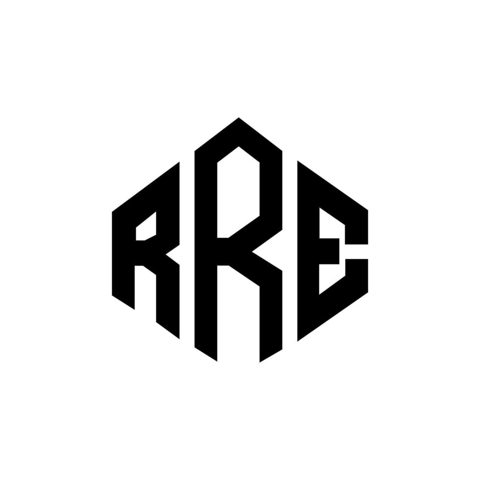 création de logo de lettre rre avec forme de polygone. création de logo en forme de polygone et de cube rre. modèle de logo vectoriel rre hexagone couleurs blanches et noires. monogramme rre, logo d'entreprise et immobilier.