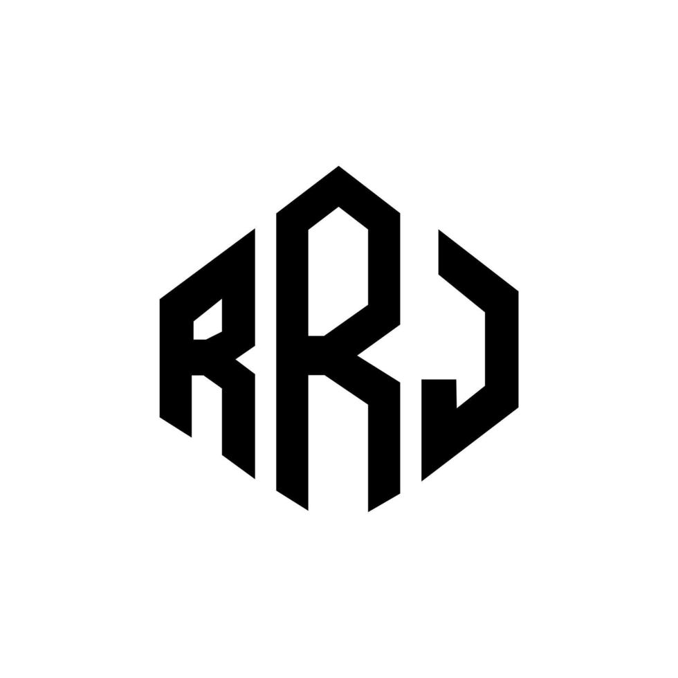 création de logo de lettre rrj avec forme de polygone. création de logo en forme de polygone et de cube rrj. modèle de logo vectoriel rrj hexagone couleurs blanches et noires. monogramme rrj, logo d'entreprise et immobilier.