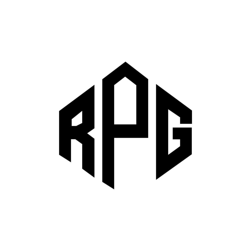 création de logo de lettre rpg avec forme de polygone. création de logo en forme de polygone et de cube rpg. modèle de logo vectoriel hexagone rpg couleurs blanches et noires. monogramme rpg, logo d'entreprise et immobilier.