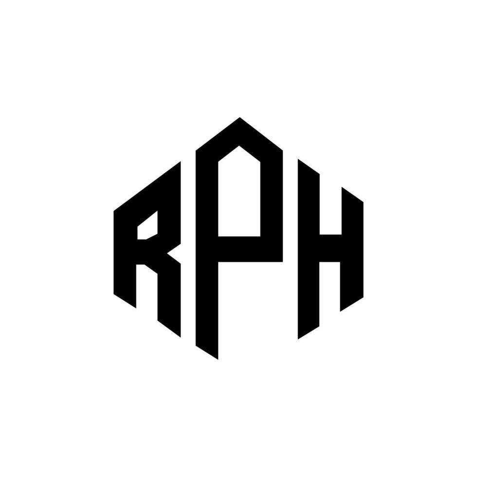 création de logo de lettre rph avec forme de polygone. création de logo en forme de polygone et de cube rph. modèle de logo vectoriel rph hexagone couleurs blanches et noires. monogramme rph, logo d'entreprise et immobilier.