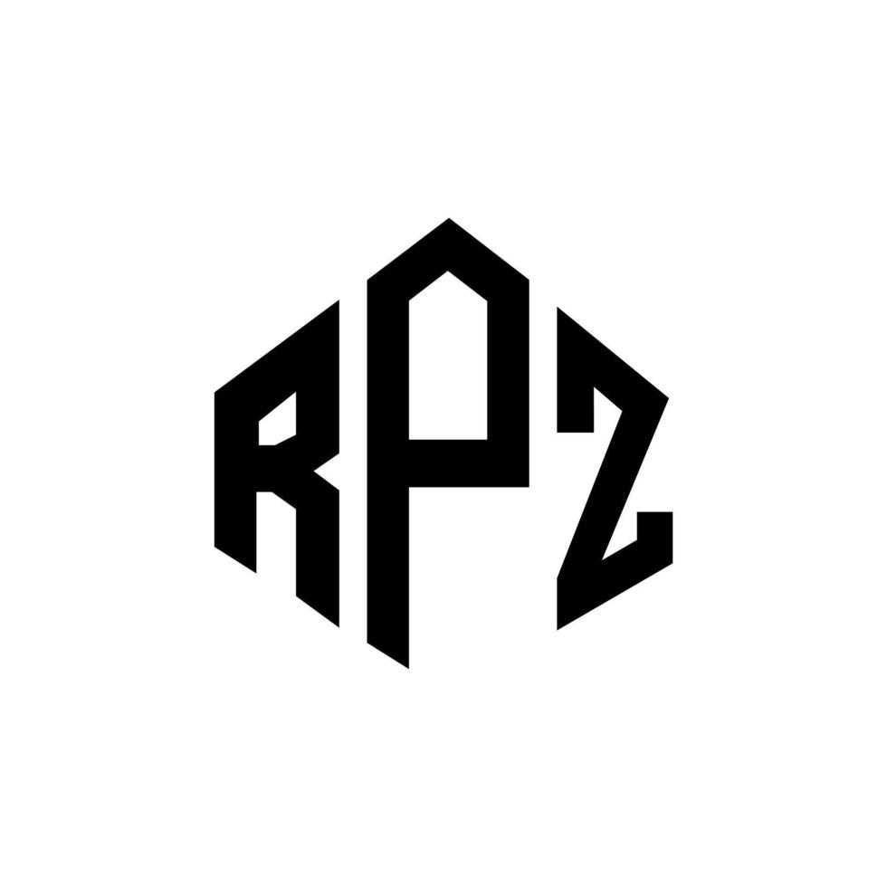 création de logo de lettre rpz avec forme de polygone. création de logo en forme de polygone et de cube rpz. modèle de logo vectoriel rpz hexagone couleurs blanches et noires. monogramme rpz, logo d'entreprise et immobilier.