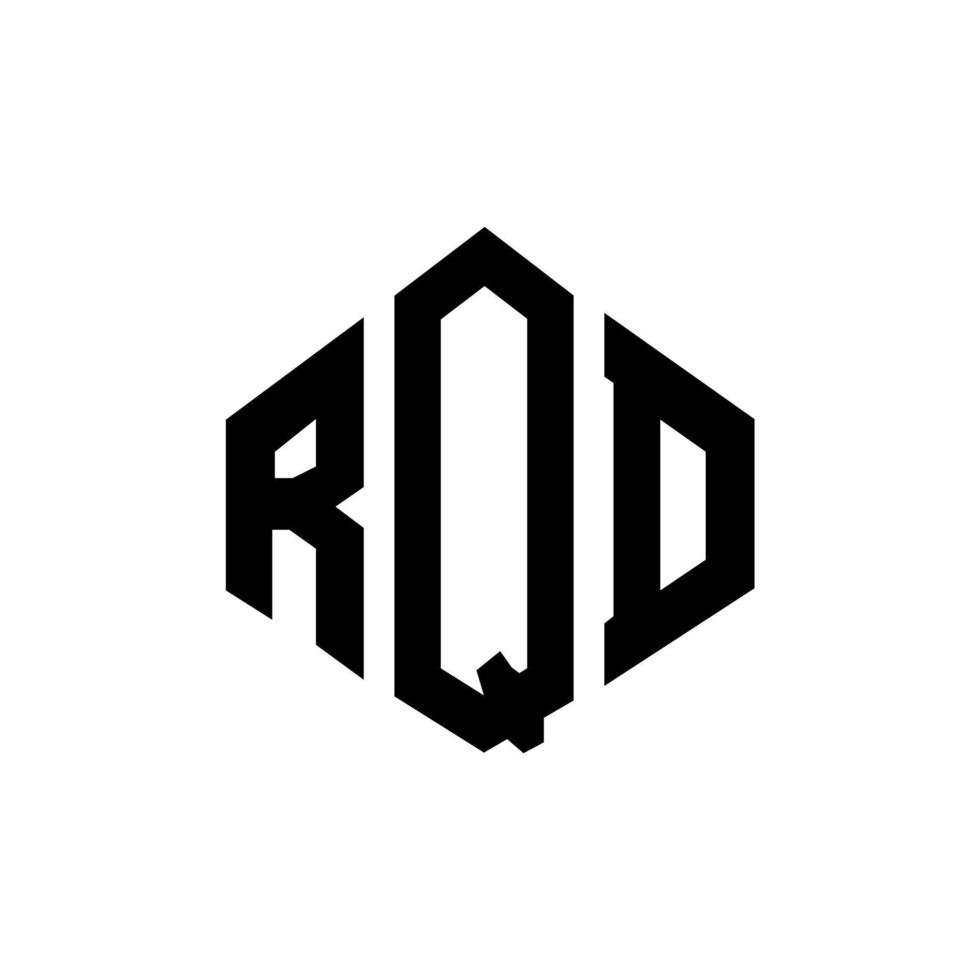 création de logo de lettre rqd avec forme de polygone. création de logo en forme de polygone et de cube rqd. modèle de logo vectoriel rqd hexagone couleurs blanches et noires. monogramme rqd, logo commercial et immobilier.