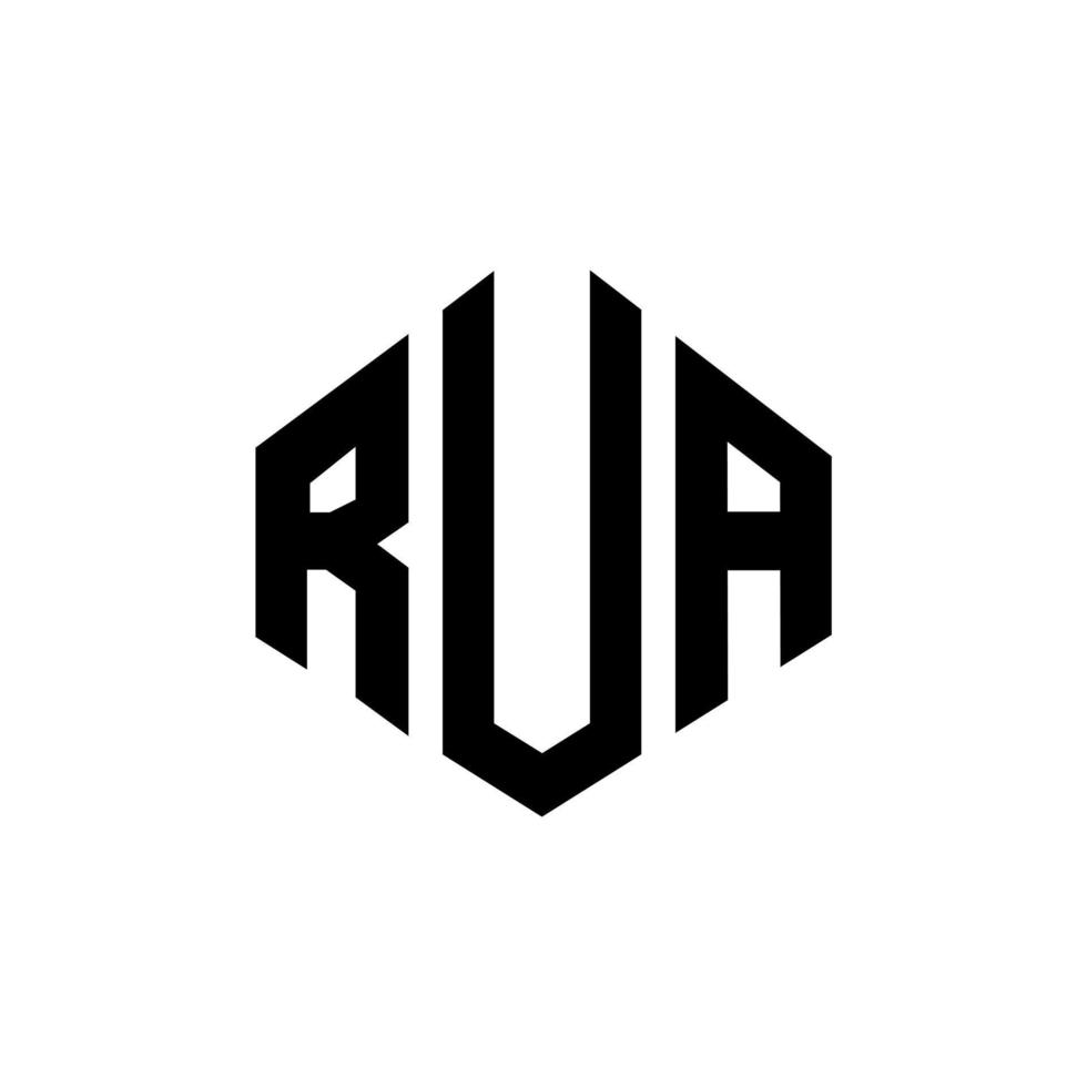 création de logo de lettre rua avec forme de polygone. création de logo en forme de polygone et de cube rua. modèle de logo vectoriel rua hexagone couleurs blanches et noires. monogramme rua, logo d'entreprise et immobilier.