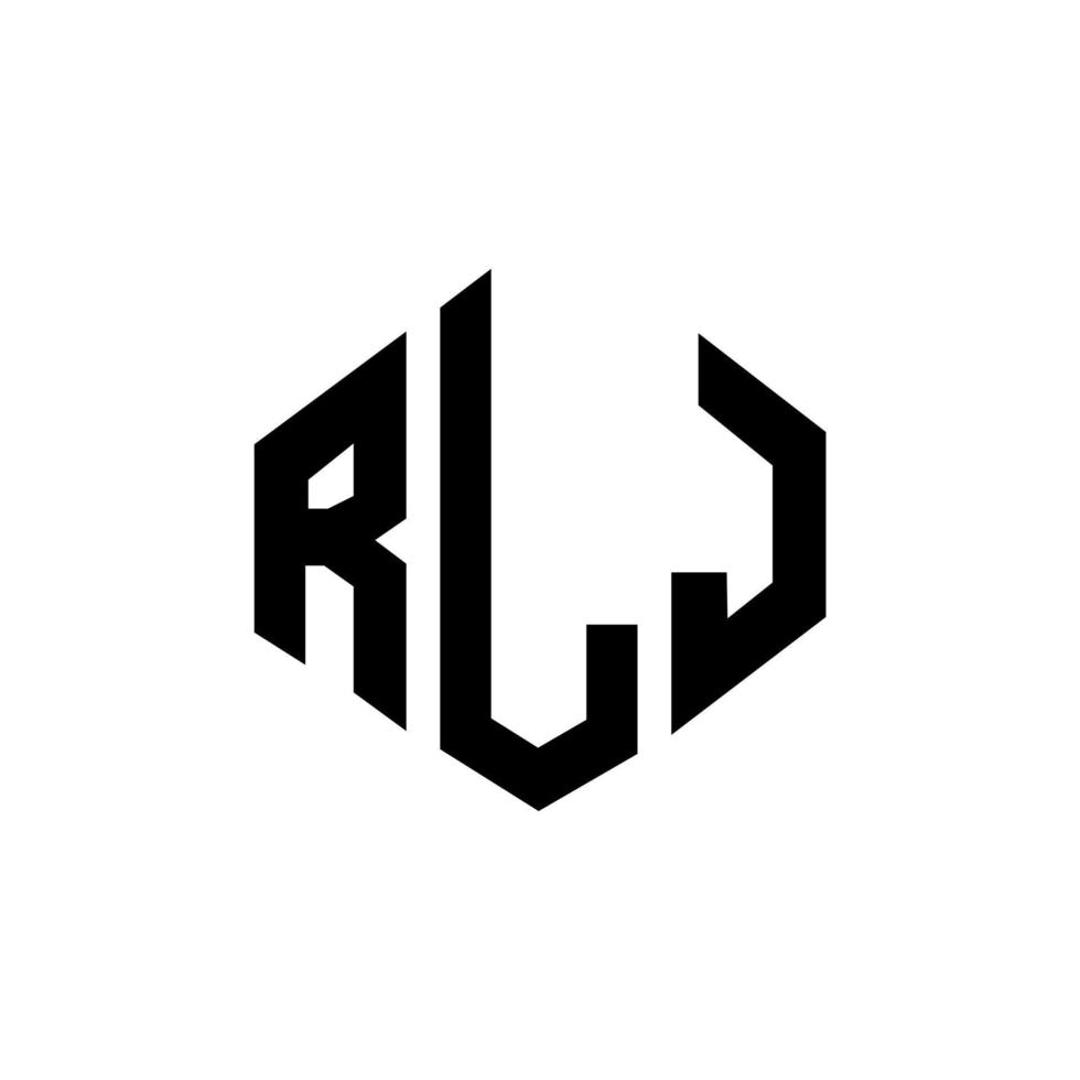 création de logo de lettre rlj avec forme de polygone. création de logo en forme de polygone et de cube rlj. modèle de logo vectoriel rlj hexagone couleurs blanches et noires. monogramme rlj, logo d'entreprise et immobilier.