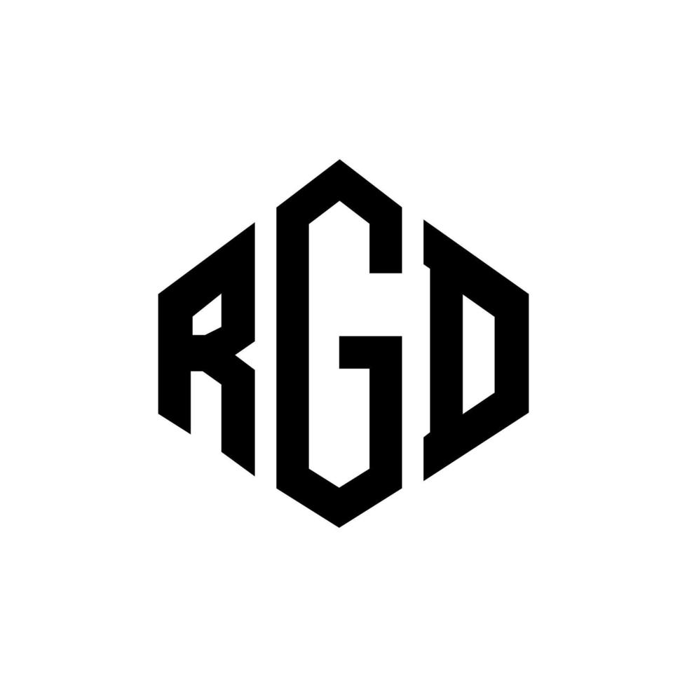 création de logo de lettre rgd avec forme de polygone. création de logo en forme de polygone et de cube rgd. modèle de logo vectoriel rgd hexagone couleurs blanches et noires. monogramme rgd, logo d'entreprise et immobilier.