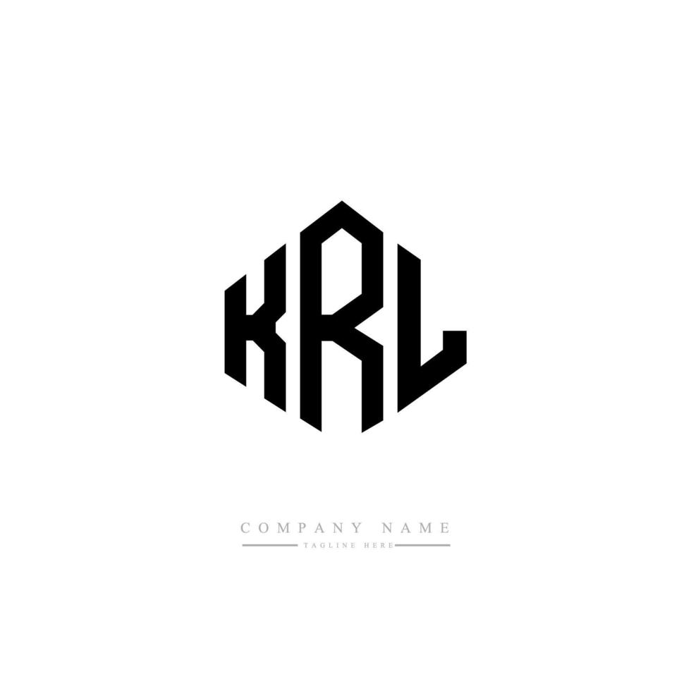 création de logo de lettre krl avec forme de polygone. création de logo en forme de polygone et de cube krl. modèle de logo vectoriel krl hexagone couleurs blanches et noires. monogramme krl, logo d'entreprise et immobilier.