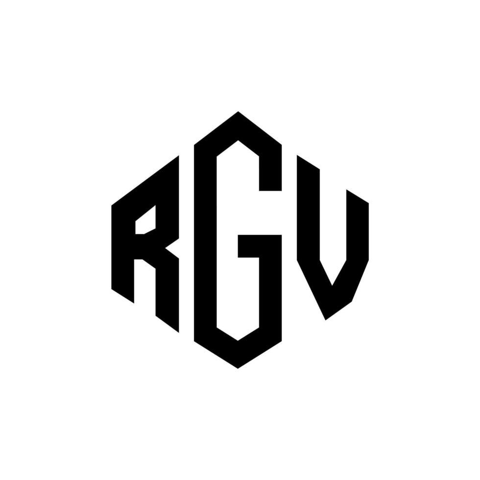 création de logo de lettre rgv avec forme de polygone. création de logo en forme de polygone et de cube rgv. modèle de logo vectoriel rgv hexagone couleurs blanches et noires. monogramme rgv, logo commercial et immobilier.