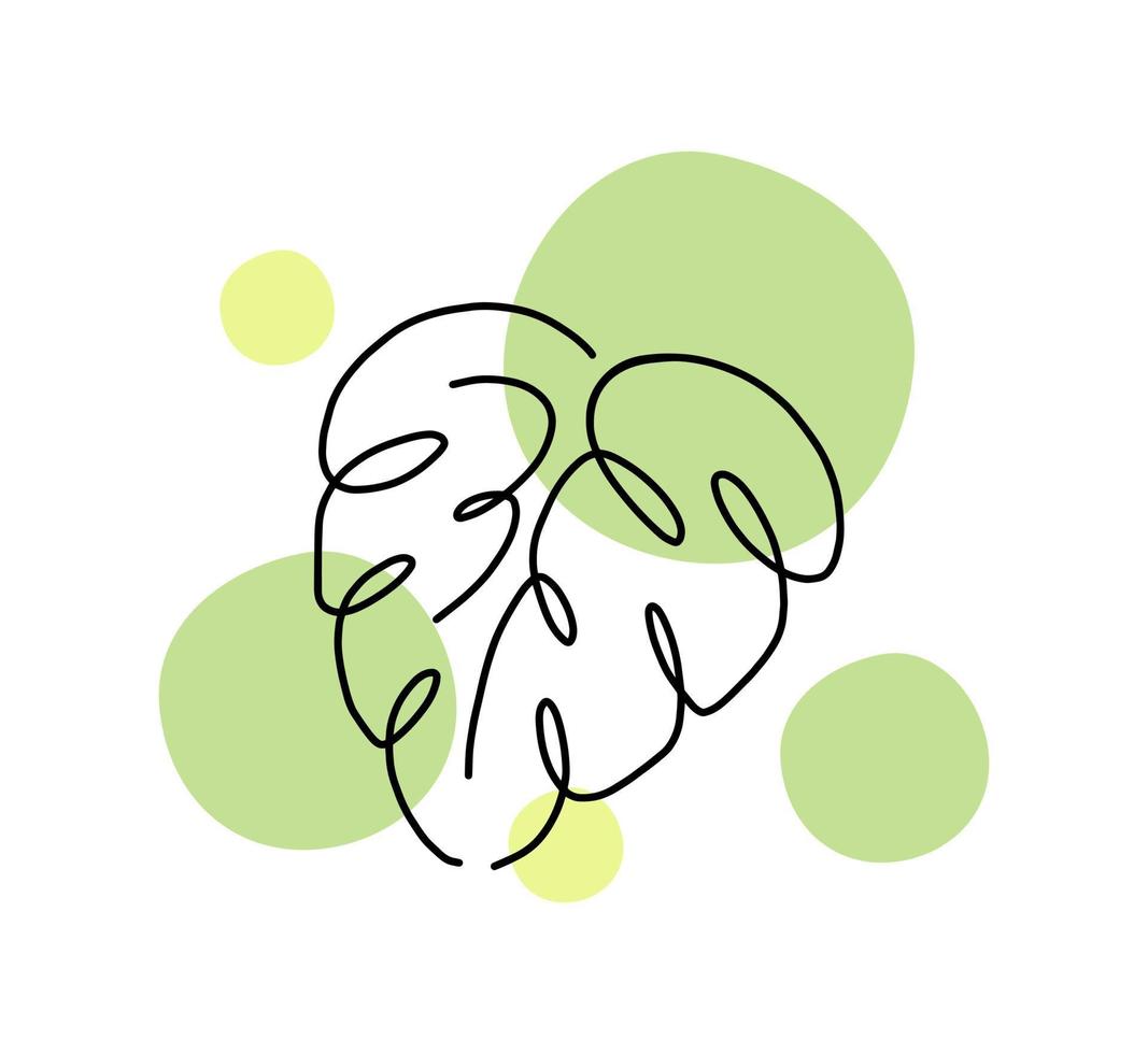 dessin au trait abstrait feuille de plante monstera vecteur