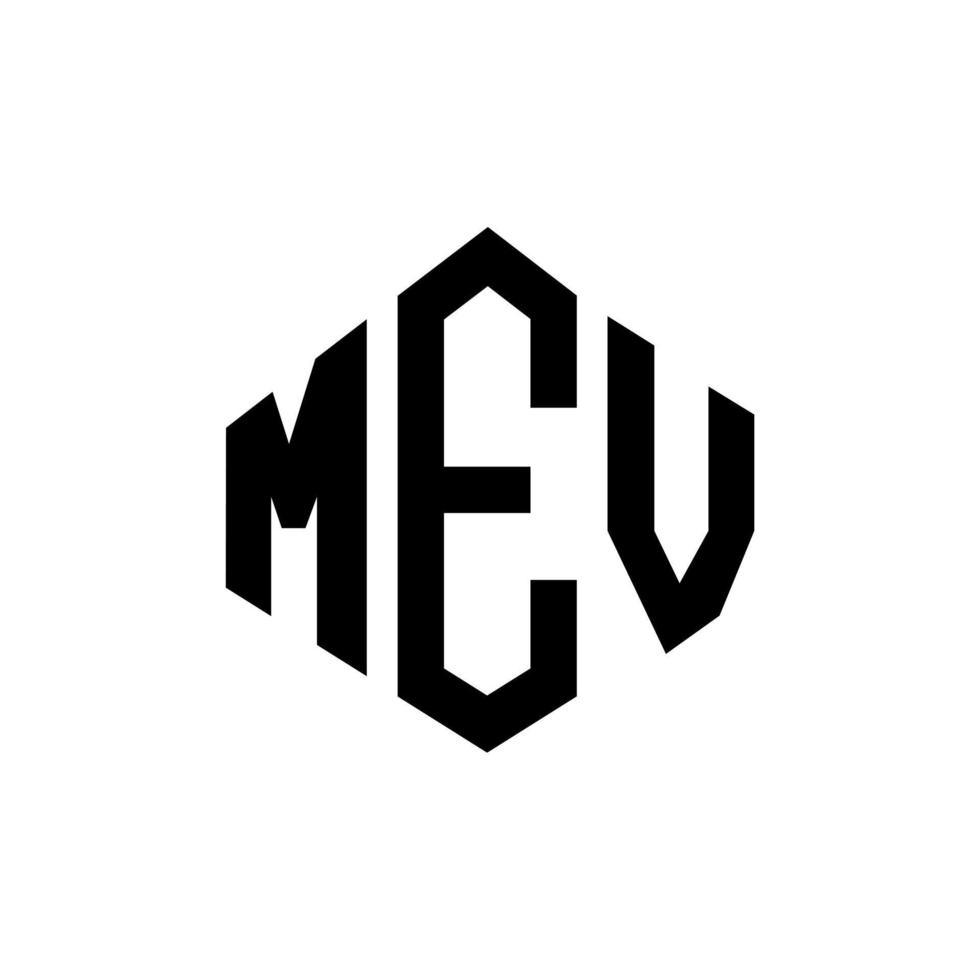 création de logo de lettre mev avec forme de polygone. création de logo en forme de polygone et de cube mev. modèle de logo vectoriel mev hexagone couleurs blanches et noires. monogramme mev, logo d'entreprise et immobilier.