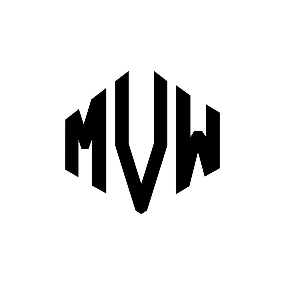 création de logo de lettre mvw avec forme de polygone. création de logo en forme de polygone et de cube mvw. modèle de logo vectoriel mvw hexagone couleurs blanches et noires. monogramme mvw, logo commercial et immobilier.