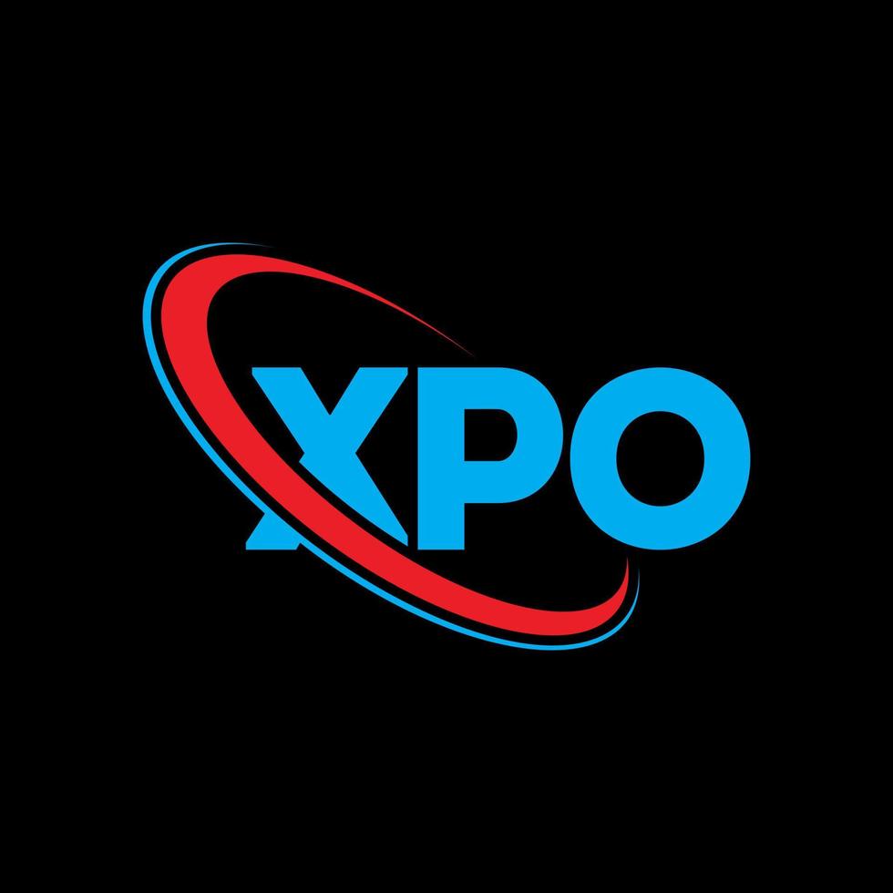logo xpo. lettre xpo. création de logo de lettre xpo. initiales logo xpo liées avec un cercle et un logo monogramme majuscule. typographie xpo pour la technologie, les affaires et la marque immobilière. vecteur