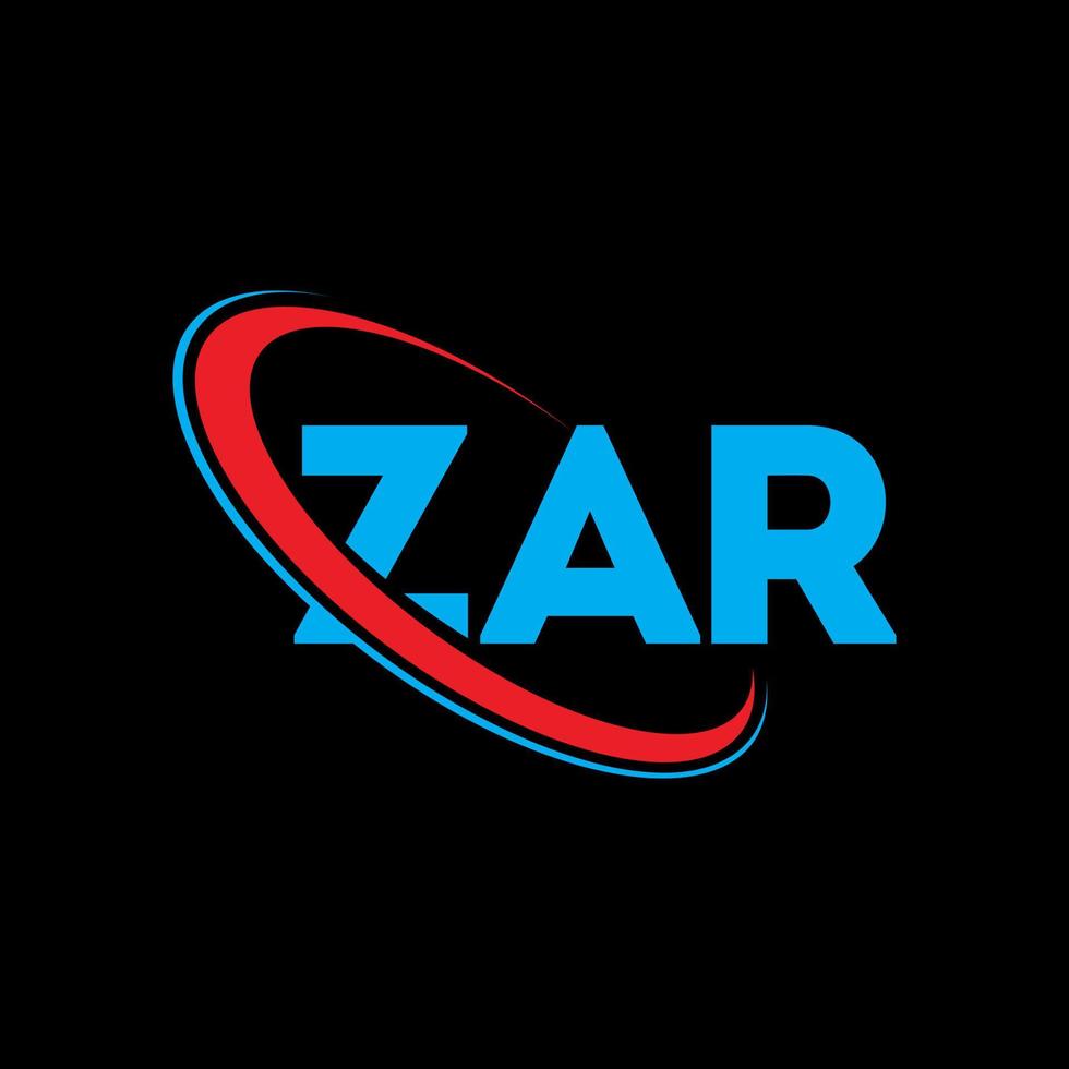 logo zar. lettre zar. création de logo de lettre zar. initiales logo zar liées avec un cercle et un logo monogramme majuscule. typographie zar pour la technologie, les affaires et la marque immobilière. vecteur