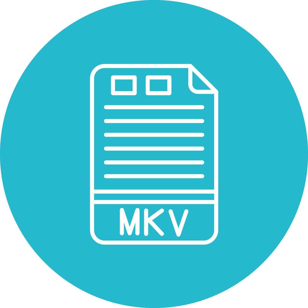 icône de fond de cercle de ligne mkv vecteur