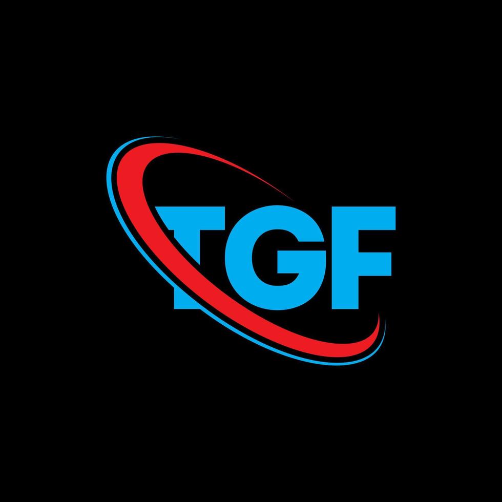logo TGF. lettre tgf. création de logo de lettre tgf. initiales logo tgf liées par un cercle et un logo monogramme majuscule. typographie tgf pour la marque technologique, commerciale et immobilière. vecteur