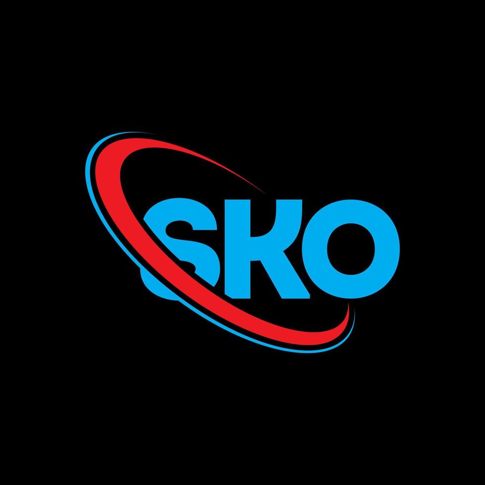 logo sko. lettre sko. création de logo de lettre sko. initiales logo sko liées avec un cercle et un logo monogramme majuscule. typographie sko pour la technologie, les affaires et la marque immobilière. vecteur